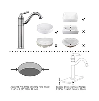 Aquaterior Bathroom Vessel Sink Tempered Glass WaterDrop w/ Single Handle Faucet