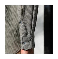 Campus Sutra Men's Ash Grey Stripe-Textured Shirt