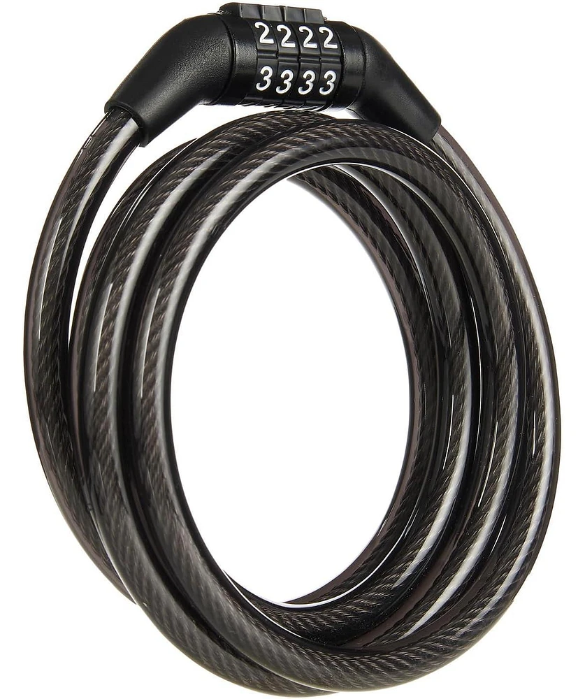 5 Ft Bike Lock Cable with Preset Combination, Vinyl Covered Security Cable for Outdoor Use