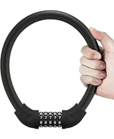 Bike Lock 5 Digit Cable Lock Lightweight Bicycle Lock Bike Lock Combination Portable Lock for Bike 22inch Black