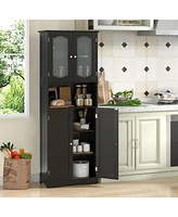 Slickblue Bathroom Storage Cabinet with Frost Glass Doors and Shelves