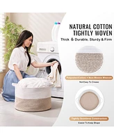 Slickblue Cotton Rope Storage Basket Woven Organizer Bin for Blankets Towels or Pillows