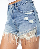 Blue revival Women's Embellished Denim Shorts