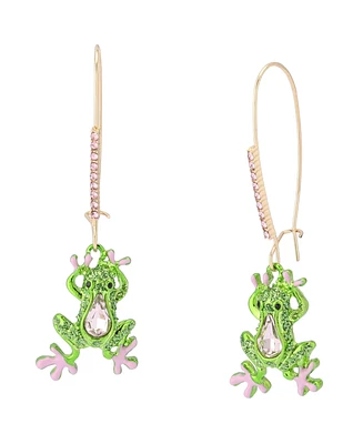 Betsey Johnson Faux Stone Backyard Frog Dangle Drop Earrings