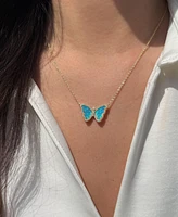 Kamaria Butterfly Necklace with Lab-Grown Opal 14k Gold Plated Sterling Silver