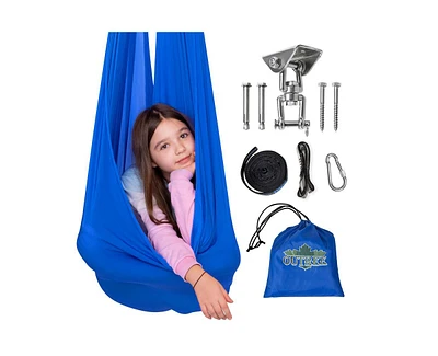 Outree Sensory Swing for Kids with 360° Swivel Hanger,Blue and Green