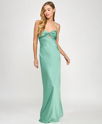 Seni & Cade Women's Satin Tiered Cowl-Neck Gown