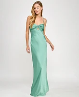 Seni & Cade Women's Satin Tiered Cowl-Neck Gown