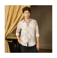 Campus Sutra Men's Saltbox Beige Faded Strokes Shirt