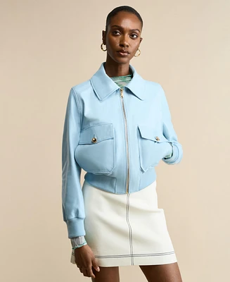 Furniq Uk Women's Leather Bomber Jacket, Created For Macy's
