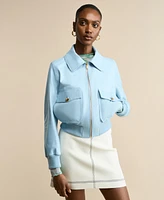 Furniq Uk Women's Leather Bomber Jacket, Created For Macy's