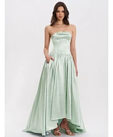 Miss Circle Women's Lael Mint Green Back Button Trailing Gown