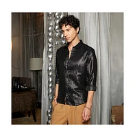Campus Sutra Men's Metallic Black Blushed Shirt