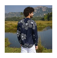 Campus Sutra Men's Navy Blue Maxi-Flora Shirt