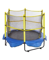 Slickblue Kids Trampoline with Safety Net Basketball Hoop and Balls Indoor Outdoor for Ages 3+