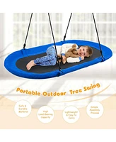 Gymax 60'' Saucer Tree Swing Surf Outdoor Adjustable Kids Giant Oval Platform Set
