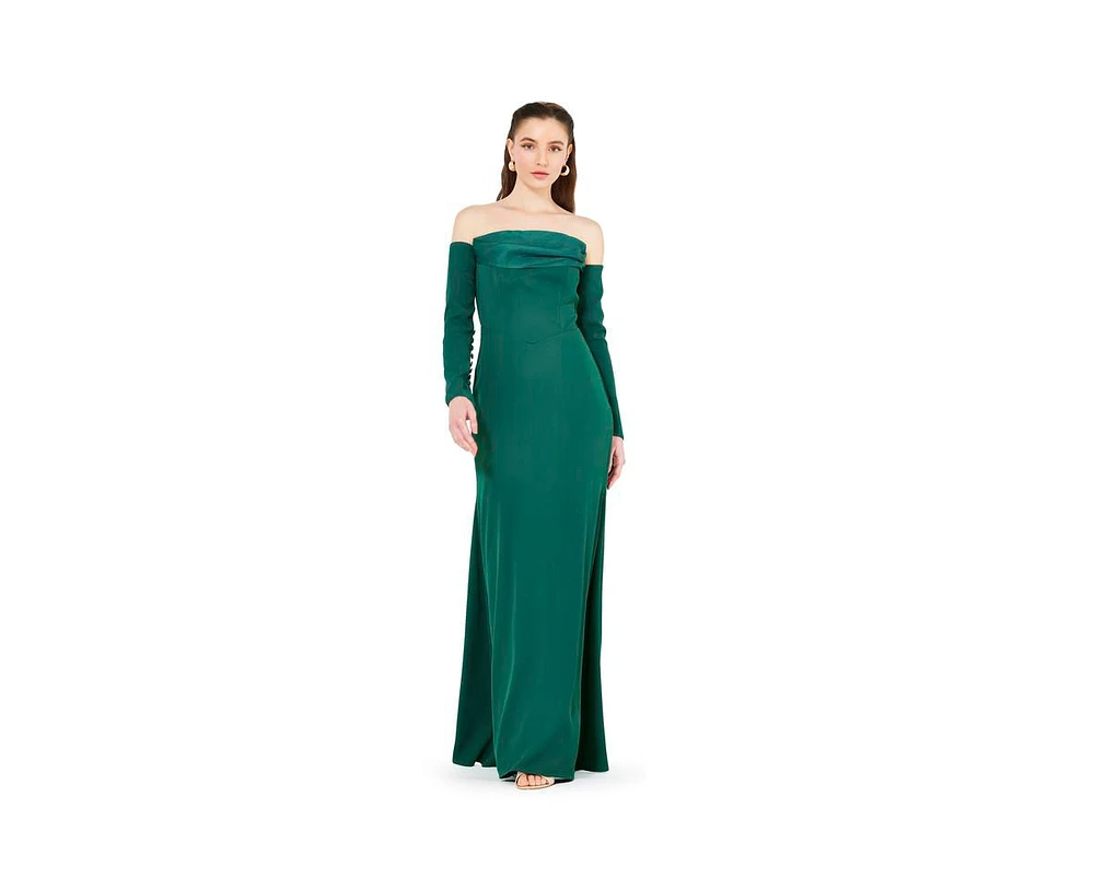 Amri Women's Off-The-Shoulder Pleat Drape Gown
