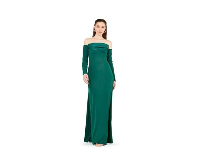 Amri Women's Off-The-Shoulder Pleat Drape Gown