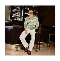 Campus Sutra Men's Sage Green Solid Satin Shirt