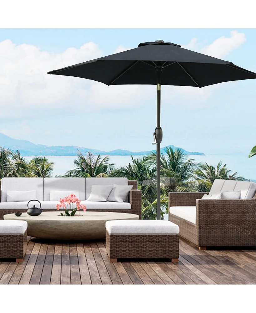 7.5ft 7.5ft Patio Umbrella with Crank and Push Button Tilt, Outdoor Table Market Umbrella with Aluminum Pole