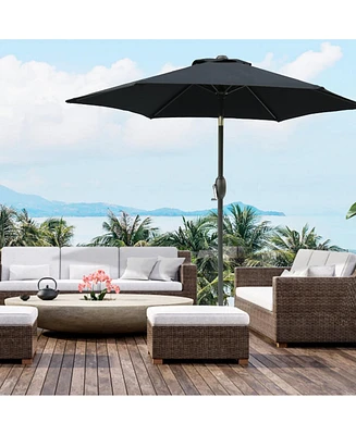 7.5ft 7.5ft Patio Umbrella with Crank and Push Button Tilt, Outdoor Table Market Umbrella with Aluminum Pole