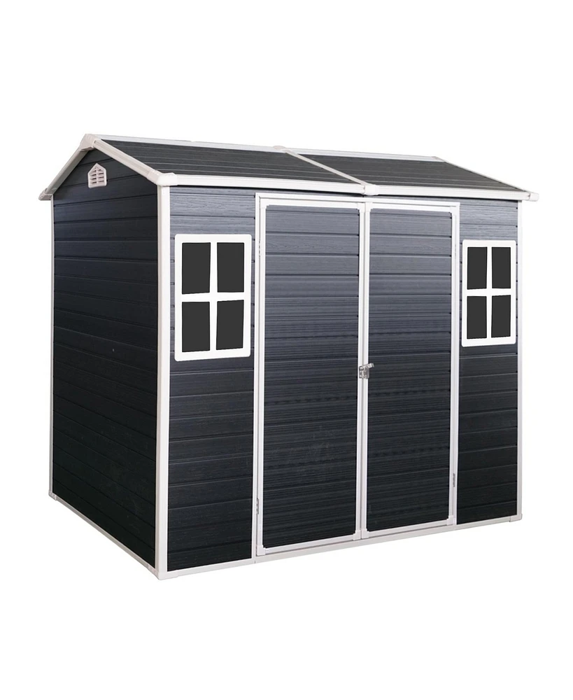 Mondawe 4x8ft Resin Outdoor Storage Shed with Two-Window and Double-Door