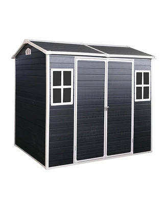 Mondawe 4x8ft Resin Outdoor Storage Shed with Two-Window and Double-Door