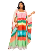 Buxom Couture Plus Size Ombre Stripe Robe with Wrist Band
