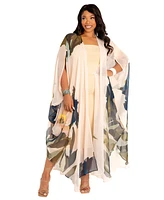 Buxom Couture Plus Size Floral Robe with Wrist Band