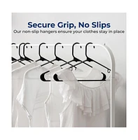 SereneLife 10 Pcs. Plastic Hangers - Non-Slip, Sturdy, and Heavy Duty Coat Set with 360° Swivel Hook for Clothes (Black