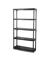 Ram Quality Products Optimo 16 inch 5 Tier Plastic Storage Shelves, Black