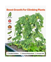 Slickblue Foldable A-Frame Metal Garden Trellis for Climbing Plants Cucumbers and Vegetables