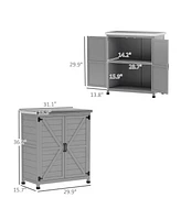 Outsunny Outdoor Storage Table, Wooden Tool Shed w/Shelf,
