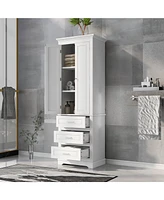 Casainc 70"H Tall Storage Cabinet with 3 Drawers for Bathroom or Office Use
