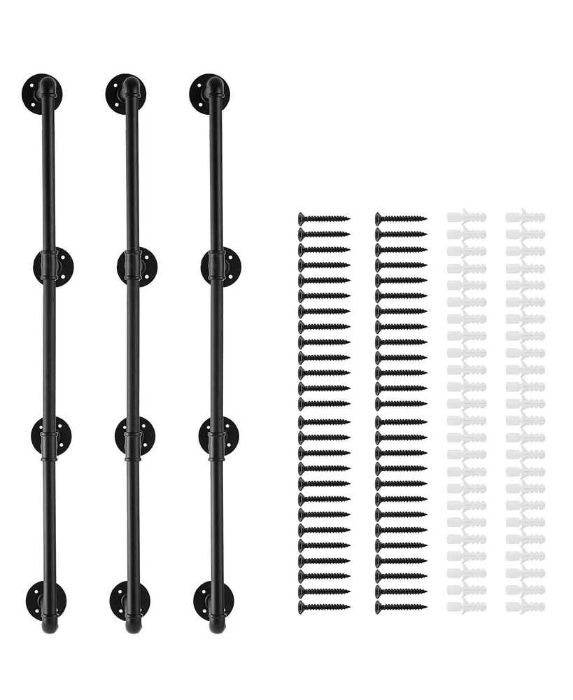 Slickblue 4 Tier Industrial Pipe Wall-Mount Shelf Frame 3PCS Without Planks for Custom Storage