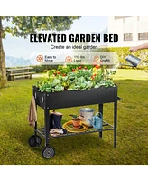 Slickblue Galvanized Metal Raised Garden Bed Planter Box with Legs for Outdoor Planting