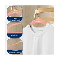 SereneLife 20 Pcs. Velvet Hangers - Non-Slip, Sturdy, and Heavy Duty Coat Set with 360° Swivel Hook for Clothes (Pink)