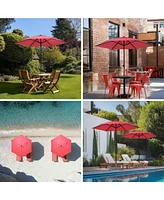 Yescom 7.5 Ft Outdoor Patio Umbrella 6 Ribs with Scale Tilt Button Strap UV30+ Sunshade Garden Parasol for Yard Deck Market Pool Red