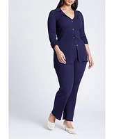 Eloquii Women's Button Front Long Ribbed Cardigan