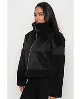 Jluxlabel Women's Suede And Sherpa Jacket