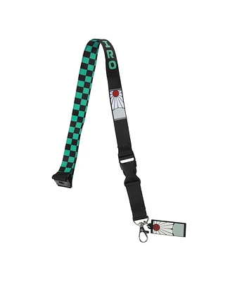 Demon Slayer Tanjiro Earring Black & Green Checkered Lanyard