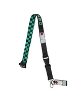 Demon Slayer Tanjiro Earring Black & Green Checkered Lanyard