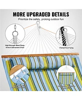 Double Quilted Fabric Hammock with Hardwood Spreader Bar Detachable Pillow