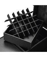 Byootique Aluminum Rolling Nail Table with Train Case Cosmetic Organizer Black
