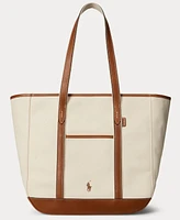 Polo Ralph Lauren Women's Leather-Trim Canvas Shopper Tote