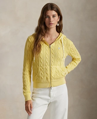 Polo Ralph Lauren Women's Cable-Knit Cotton Full-Zip Hoodie Sweatshirt