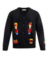 Freeze Max Men's Black Beavis and Butt-Head Burger World Cardigan