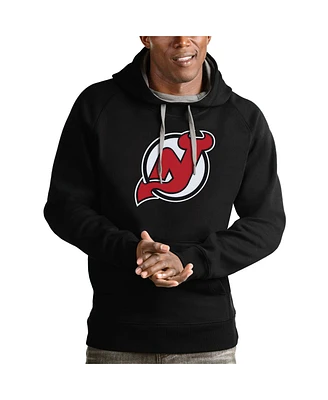 Antigua Men's Black New Jersey Devils Logo Victory Pullover Hoodie