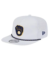 New Era Men's White Milwaukee Brewers Perforated Golfer Snapback Hat