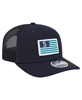 New Era Men's Navy Seattle Mariners Flag 9SEVENTY Stretch-Snap Hat